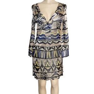 Diane Von Furstenberg Printed Silk Knit Long Sleeve Dress Size 6